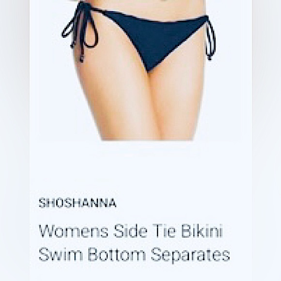 NWT (XL) Shoshanna navy string tie swim bottom dark blue ribbed new with tag - Picture 7 of 7